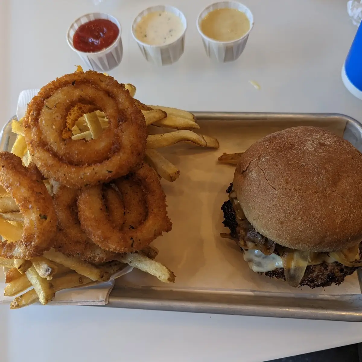 Cheese Burger with Half Half Side