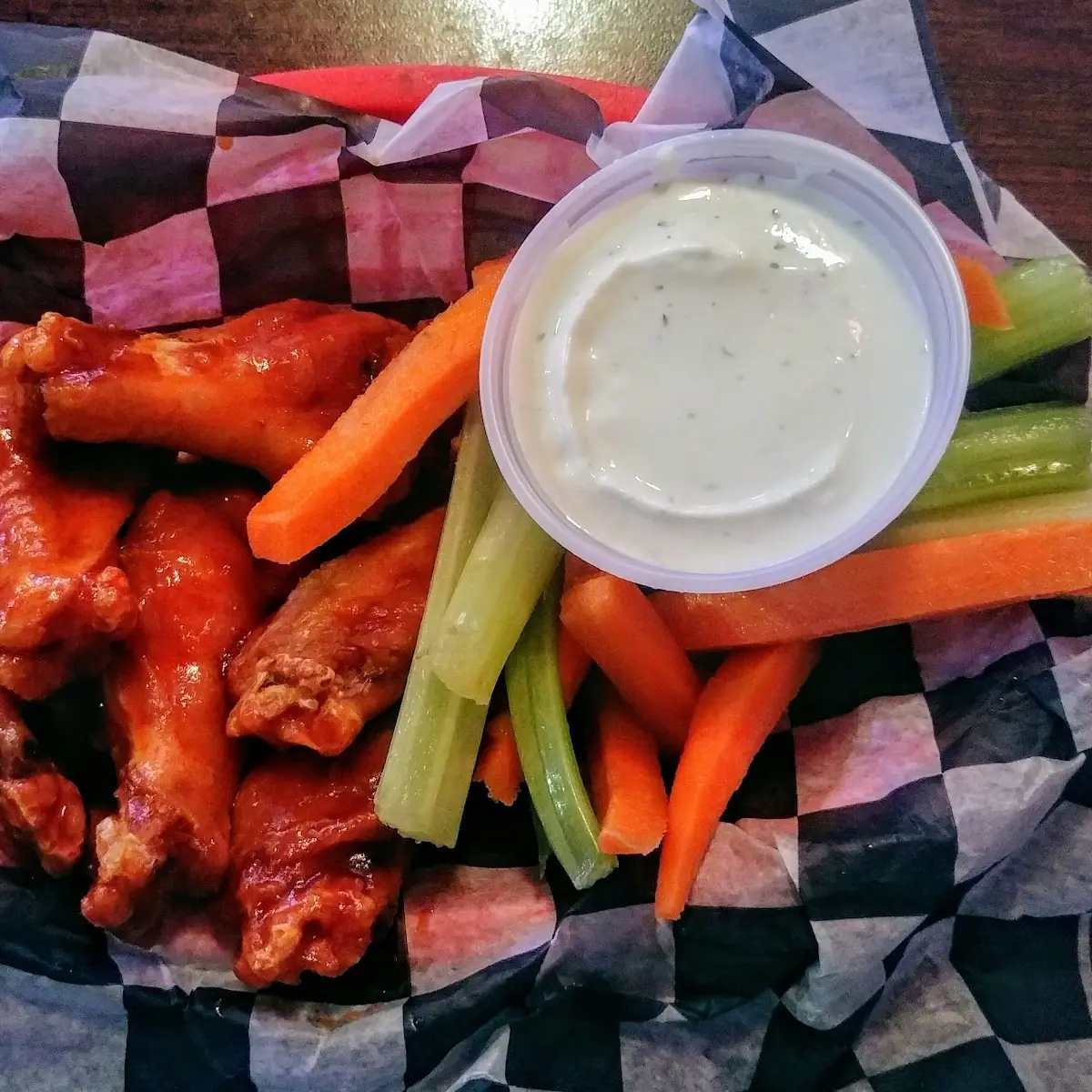 Wings Carrots and Celery with Ranch