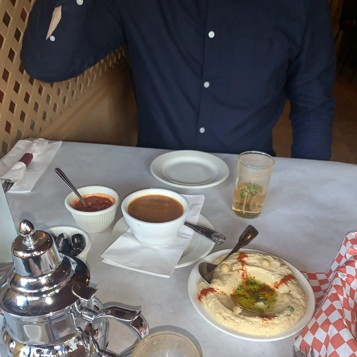Sweet Mint Tea and Hummus
