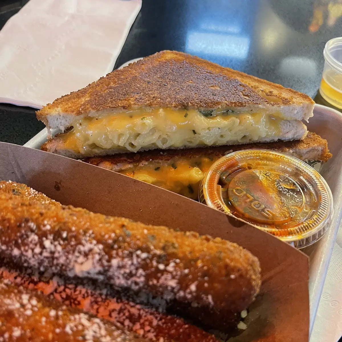 Cheese Sticks and Mac and Cheese Grilled Cheese
