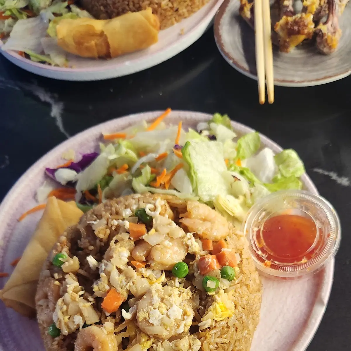 Shrimp Fried Rice and Egg Roll