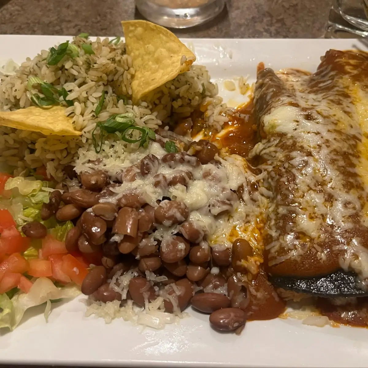 Blue Corn Enchiladas with Red Sauce
