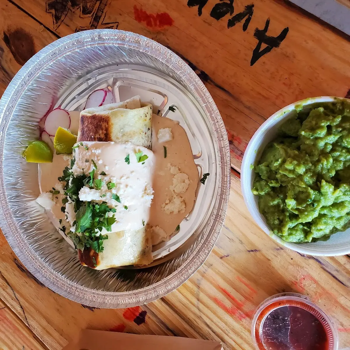 Carnitas Burrito and Guacamole