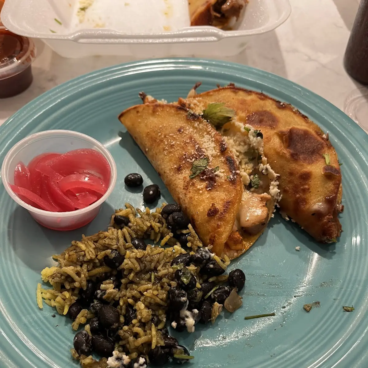 Chicken Tacos with Rice and Beans