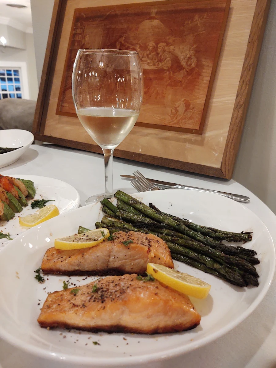 Butter Grilled Salmon with Garlic Asparagus