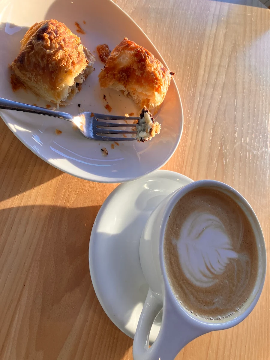 Dark Chocolate Croissant and Latte
