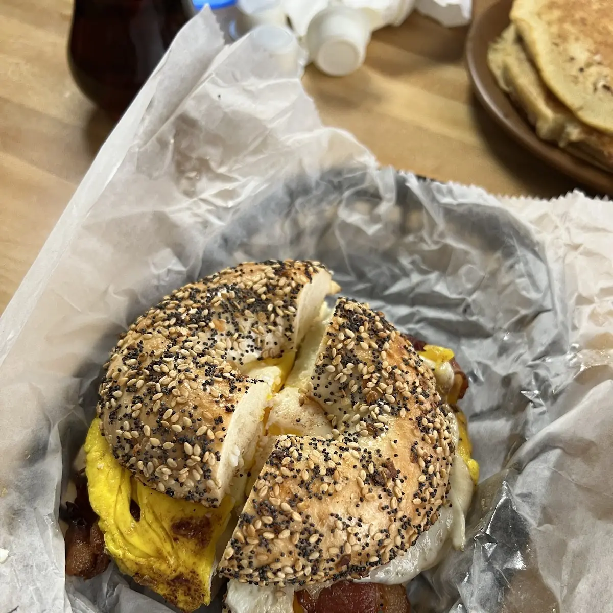 Eggel Bagel with Bacon and American Cheese