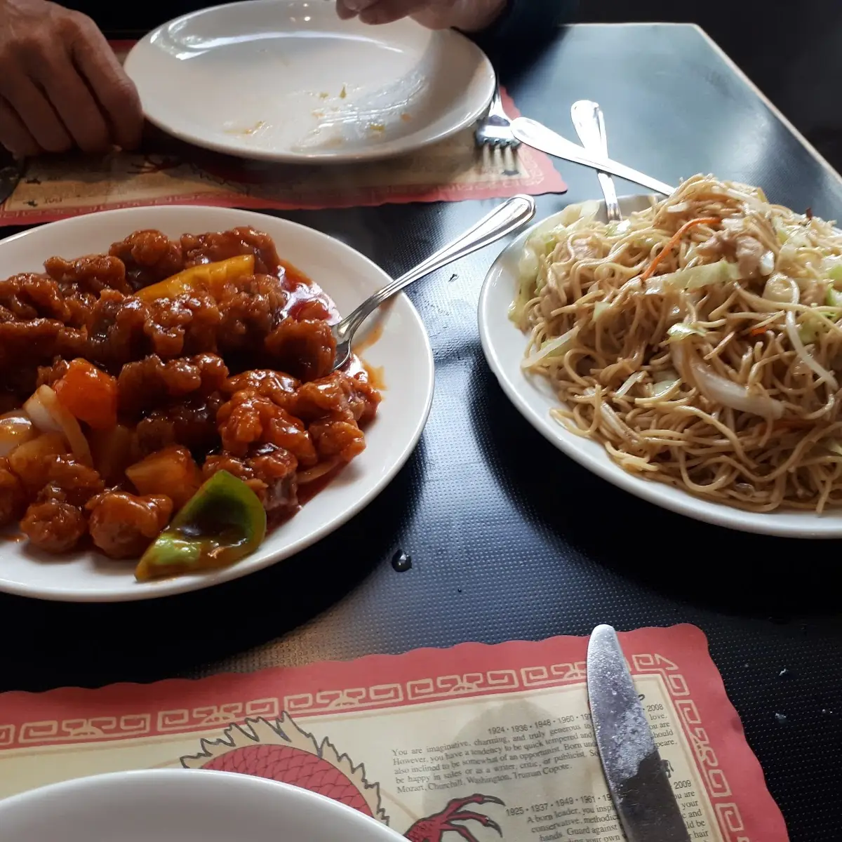 Sweet Sour Pork and Chicken Chow Mein