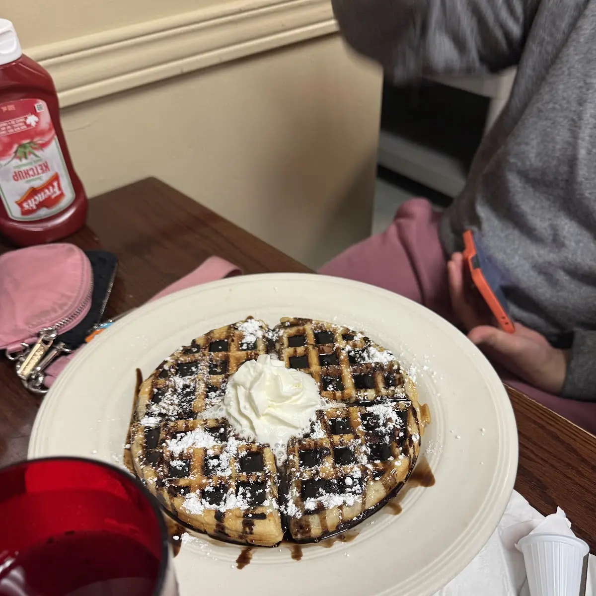 Chocolate Belgian Waffle, Scoops Restaurant Breakfast and Lunch