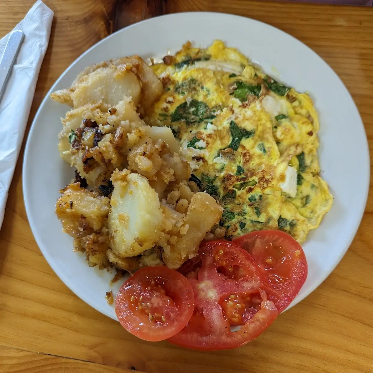 Spinach and Feta Omelette, Scoops Restaurant Breakfast and Lunch
