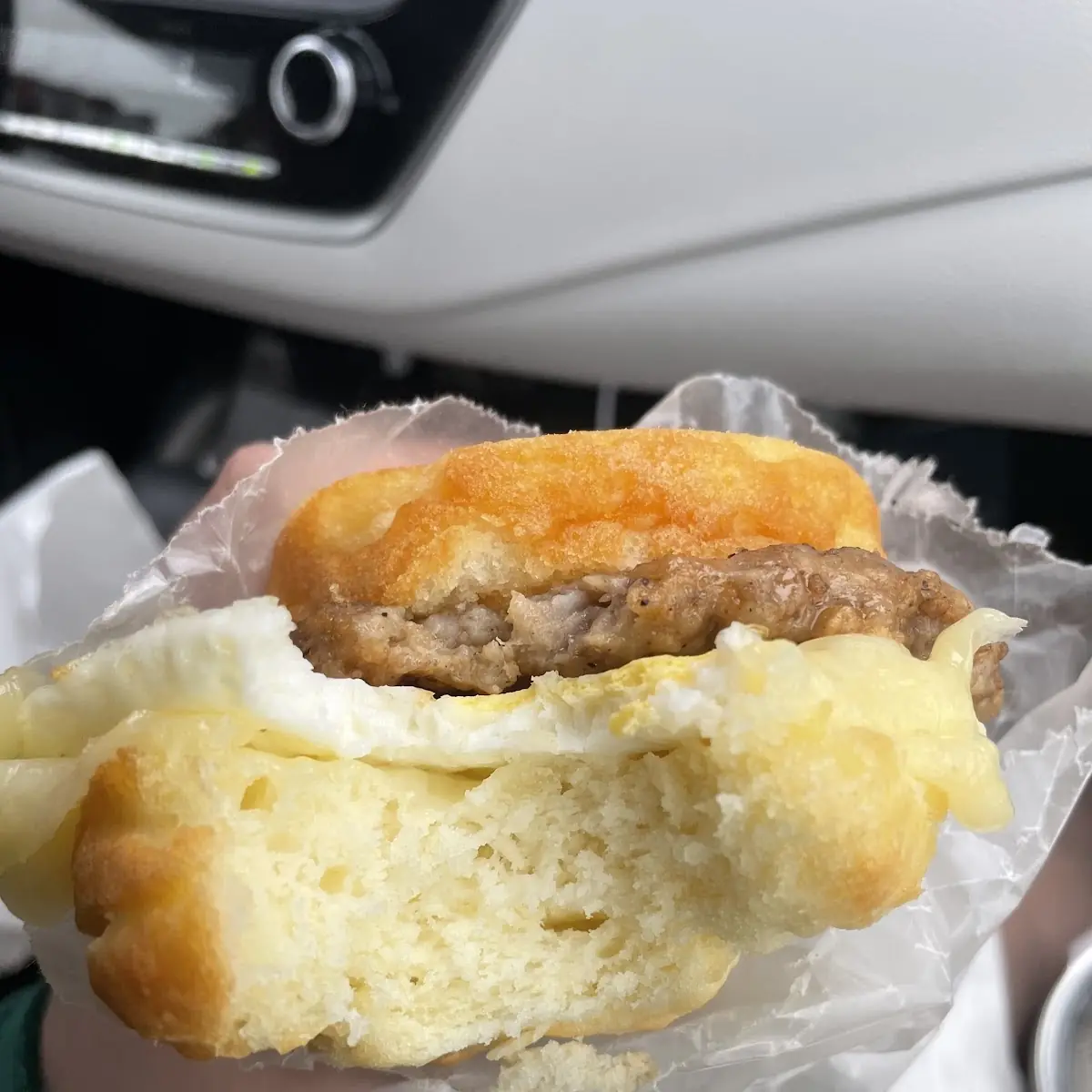 Hot Sausage Egg Cheese Biscuit