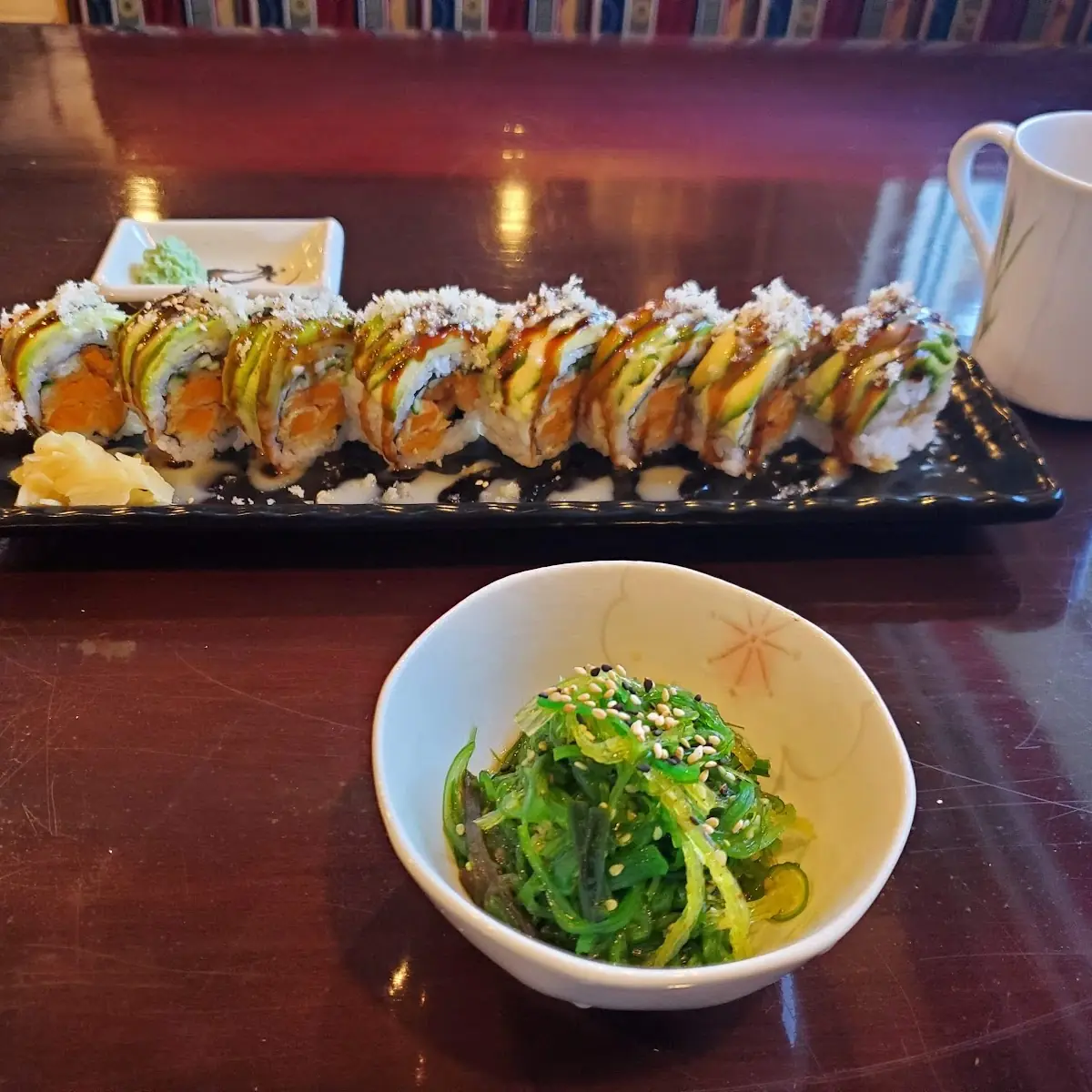 Veggie Caterpillar Roll and Seaweed Salad, Sushi Box