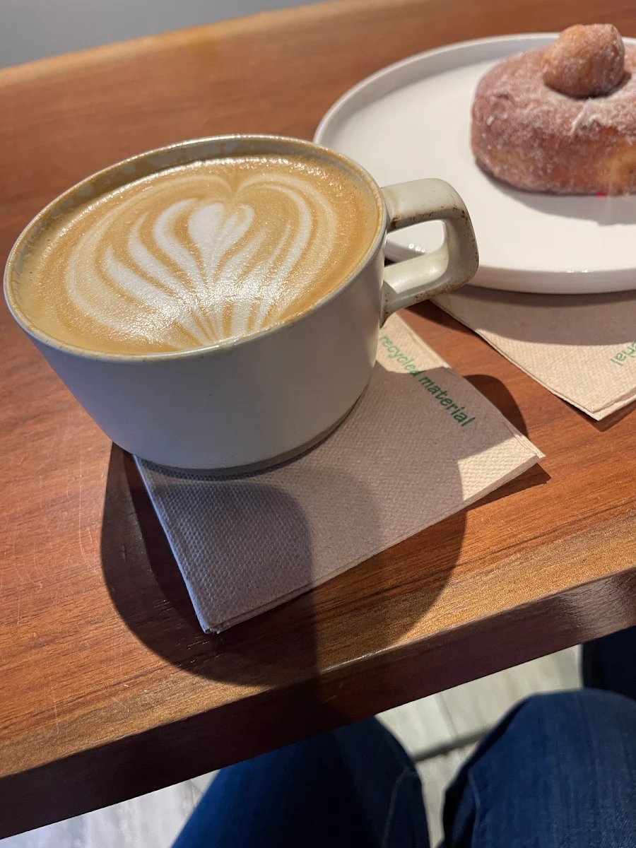 Vanilla Latte and Cinnamon Sugar Donut
