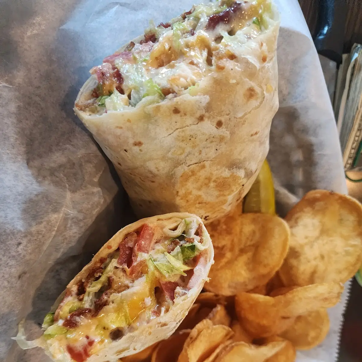 Chicken Bacon Ranch Wrap w Homemade Chips