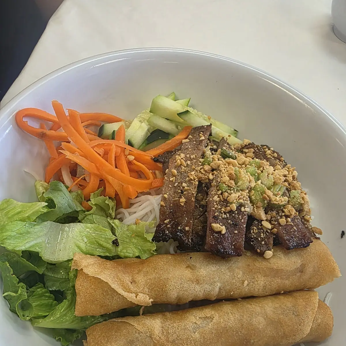 Bún Char Grilled Pork Vermicelli with Eggroll