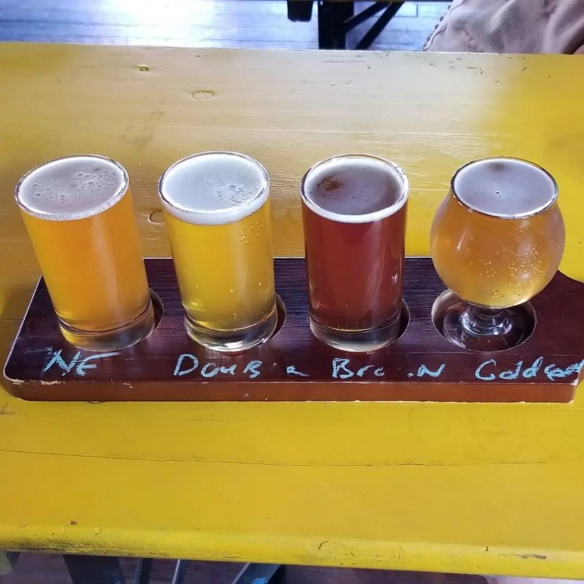 Craft Beer Flight on Wood