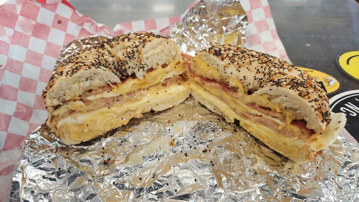 Taylor Ham Egg and Cheese on an Everything Bagel