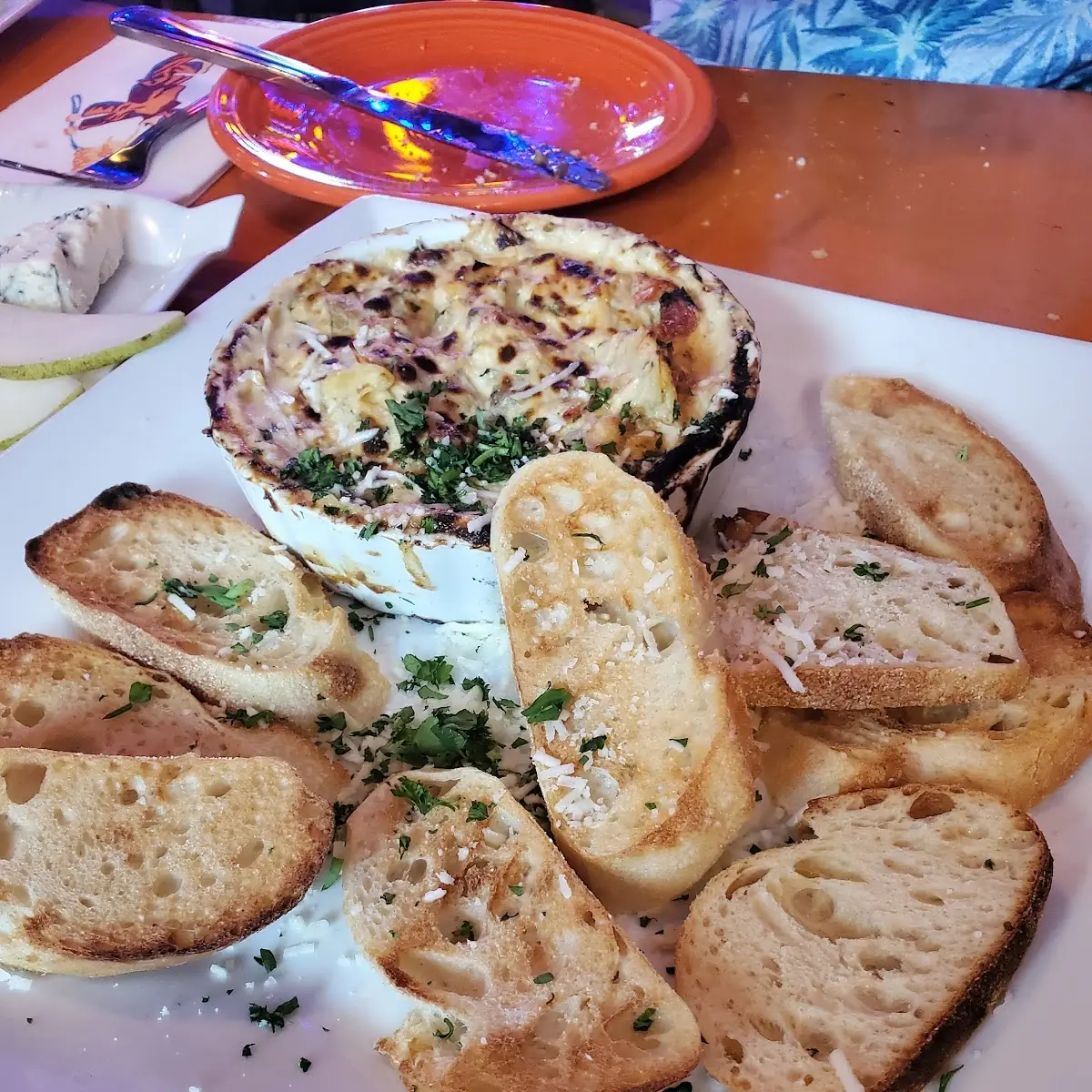Cheese and Artichoke Dip with Crostini