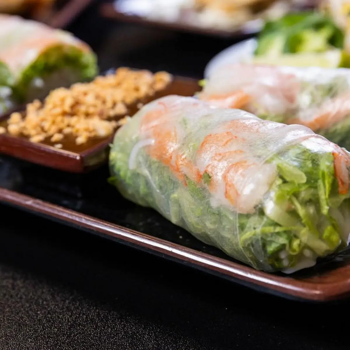 Shrimp Spring Rolls w Peanut Sauce