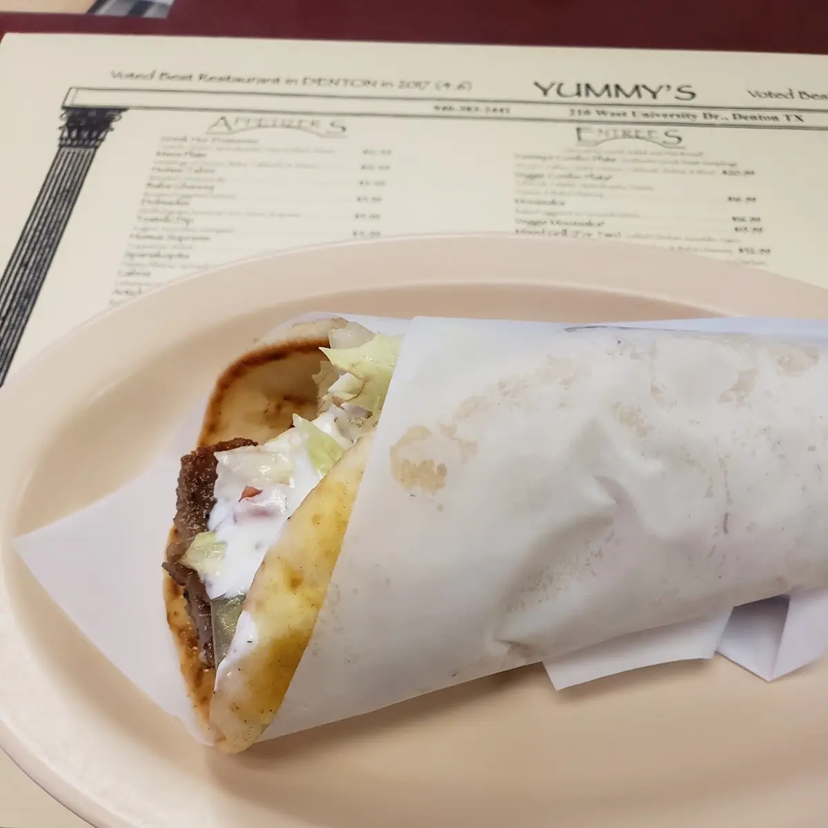 Small Greek Salad Topped with Gyro