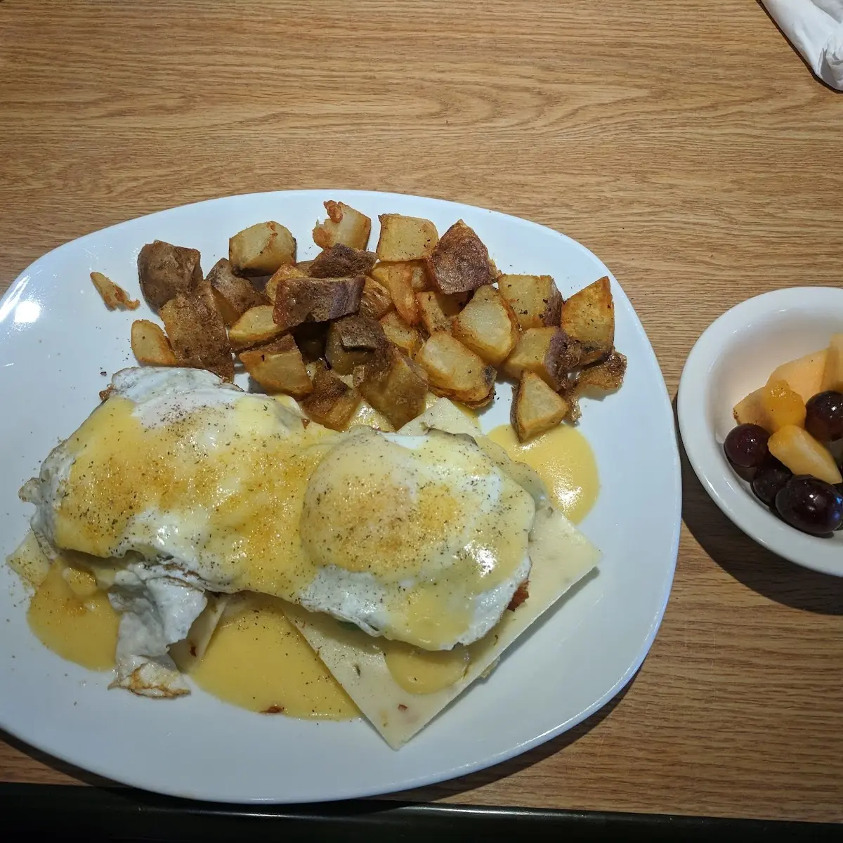 Eggs Benedict and Fresh Fruit