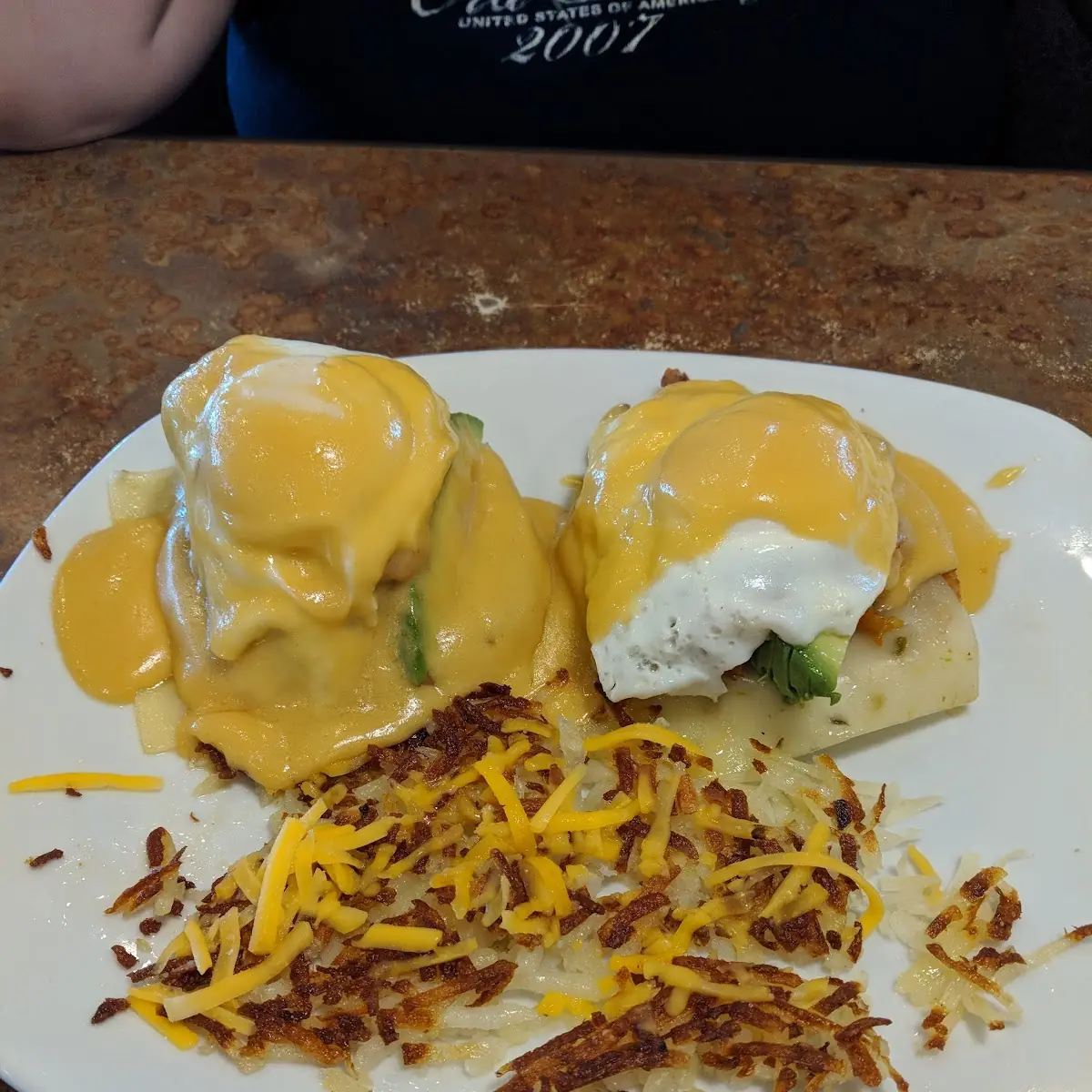 Hash Browns and California Eggs Benedict
