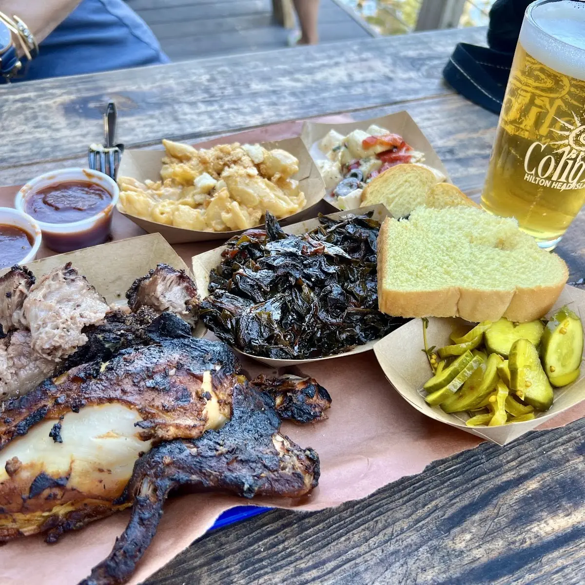 Brisket with Greens and Potato Salad