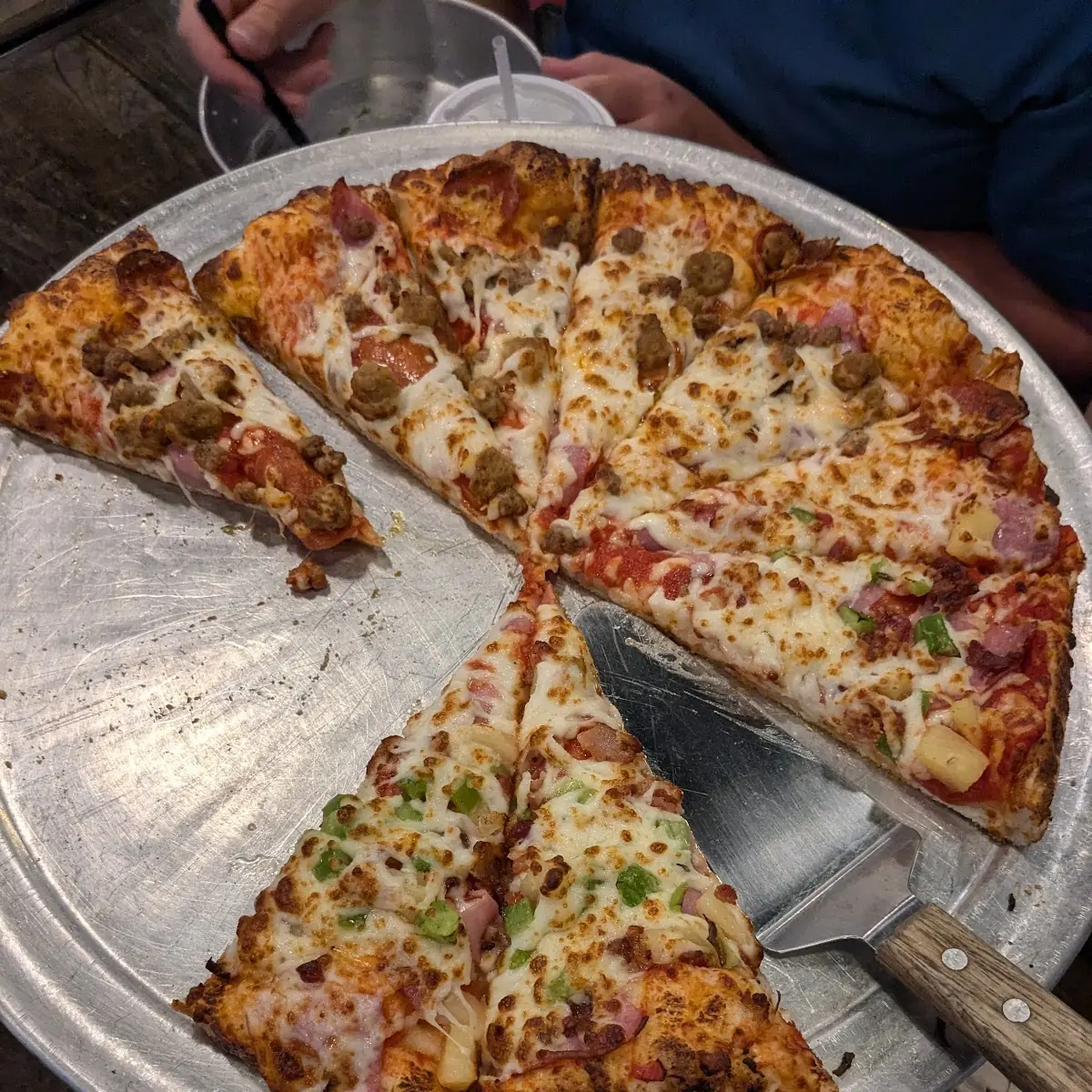 Half Hawaiian Pizza Half Meat Lover