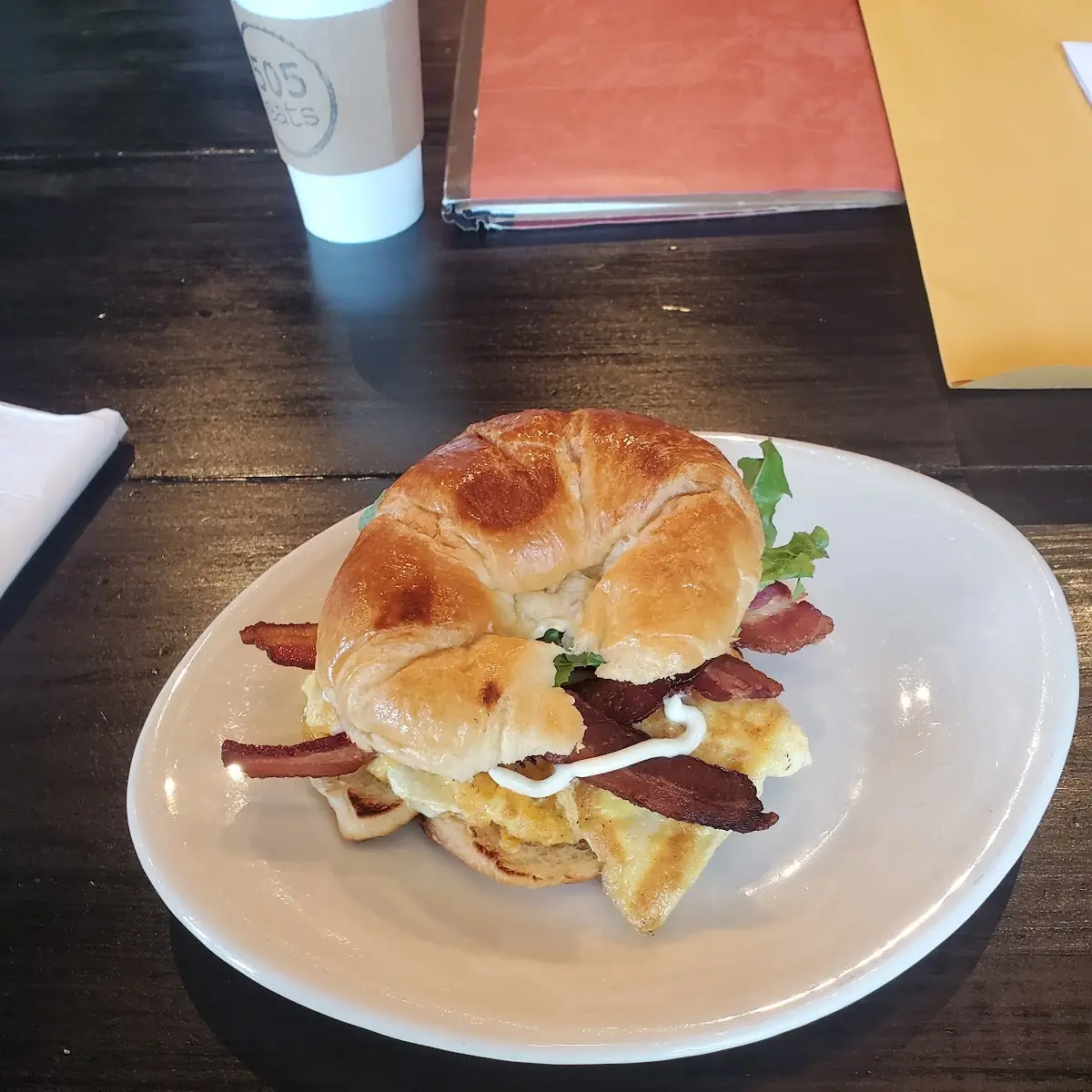 A blt Add Egg & Cheese on a Croissant