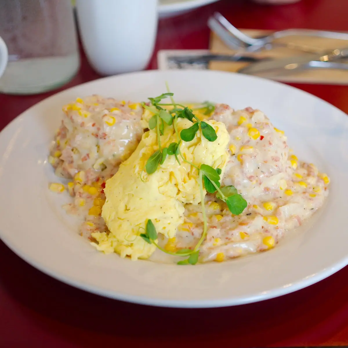 Corn Gravy with Scrambled Eggs