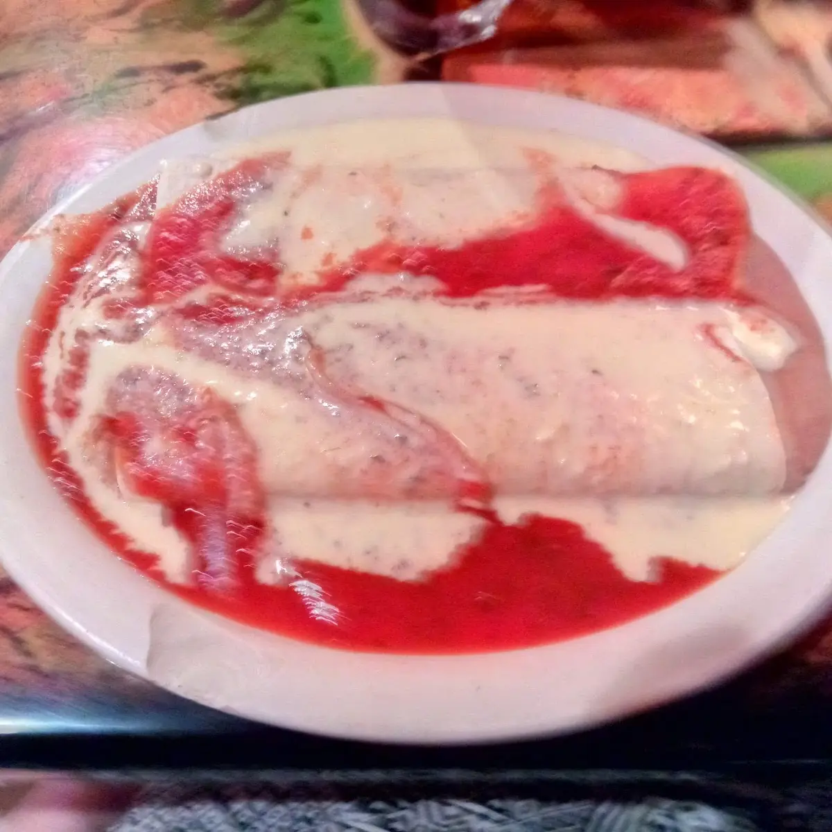2 Bean Burritos with Red Sauce & Queso Dip