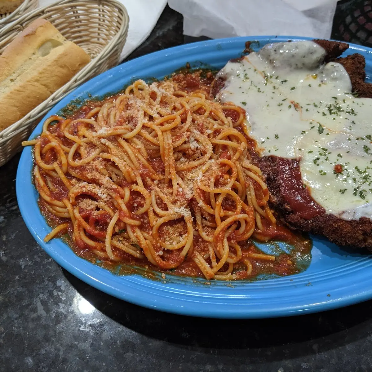 Chicken Parmigiana with Spaghetti