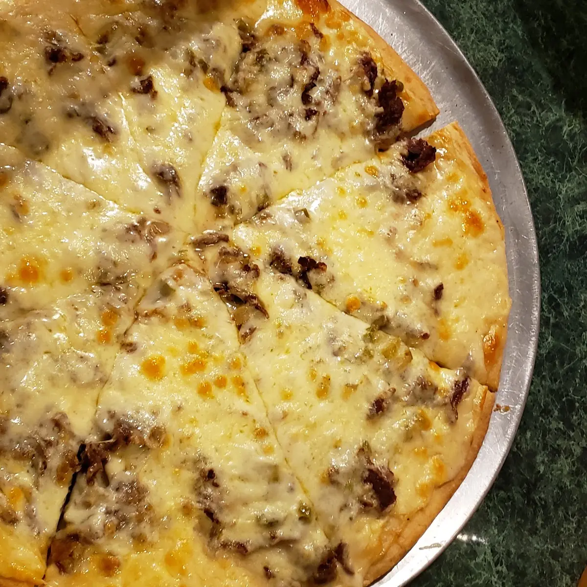 Thin Crust Philly Steak Pizza