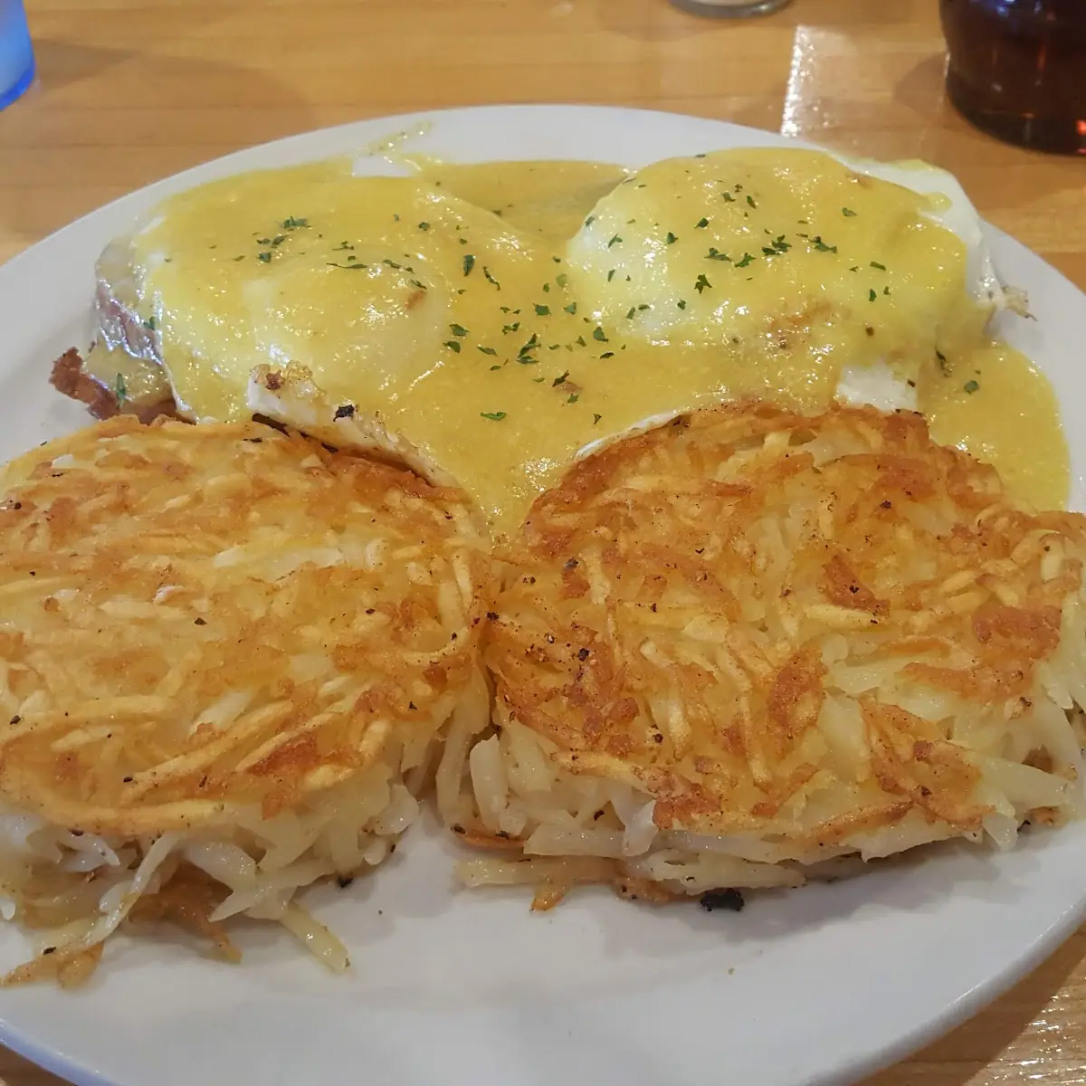 Eggs Benedict and Hash Browns