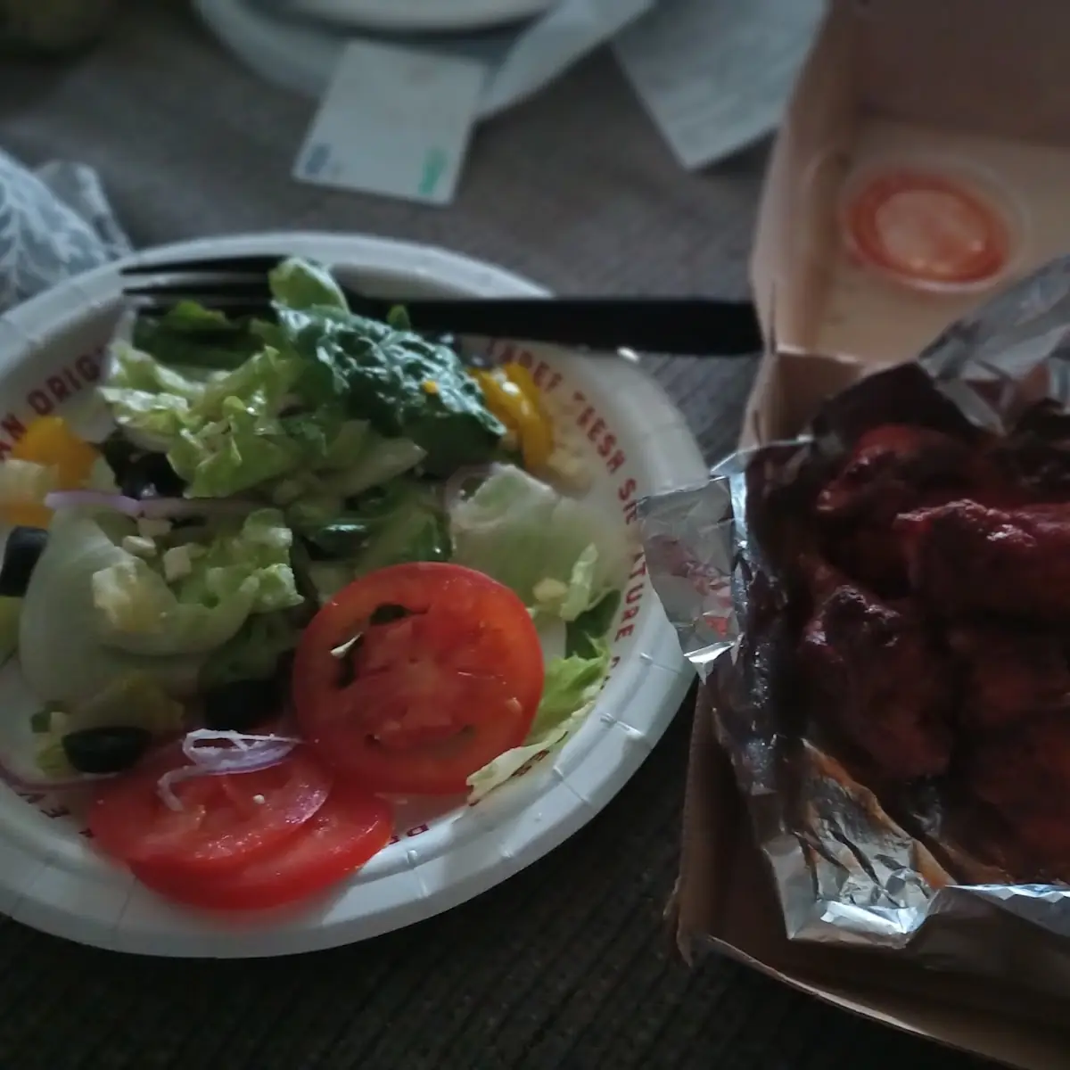 Greek Salad with Chicken Wings