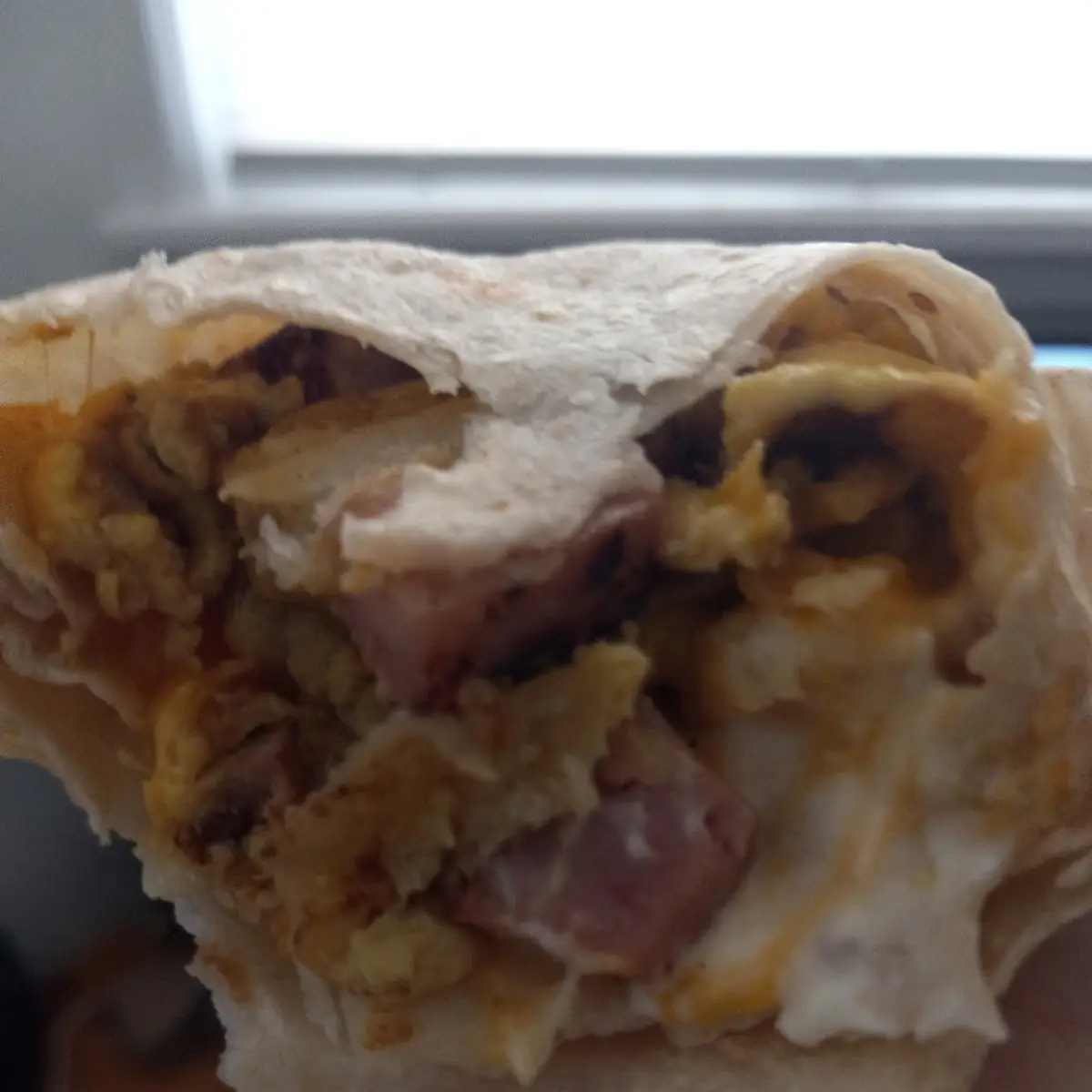 Ham Breakfast Burrito with Sour Cream