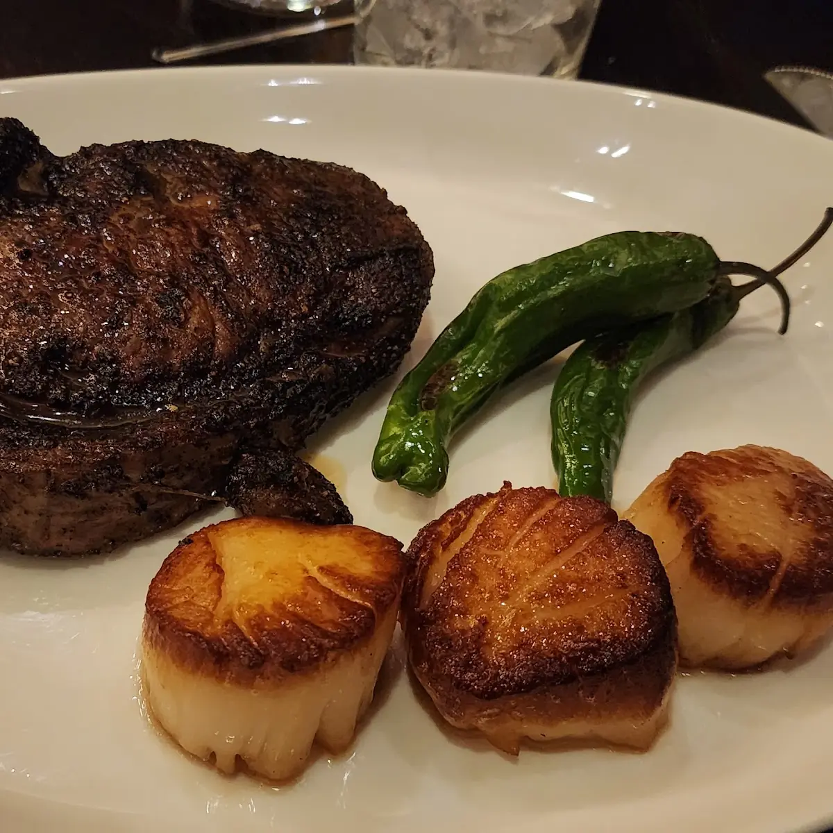 Bison Ribeye with Scallops