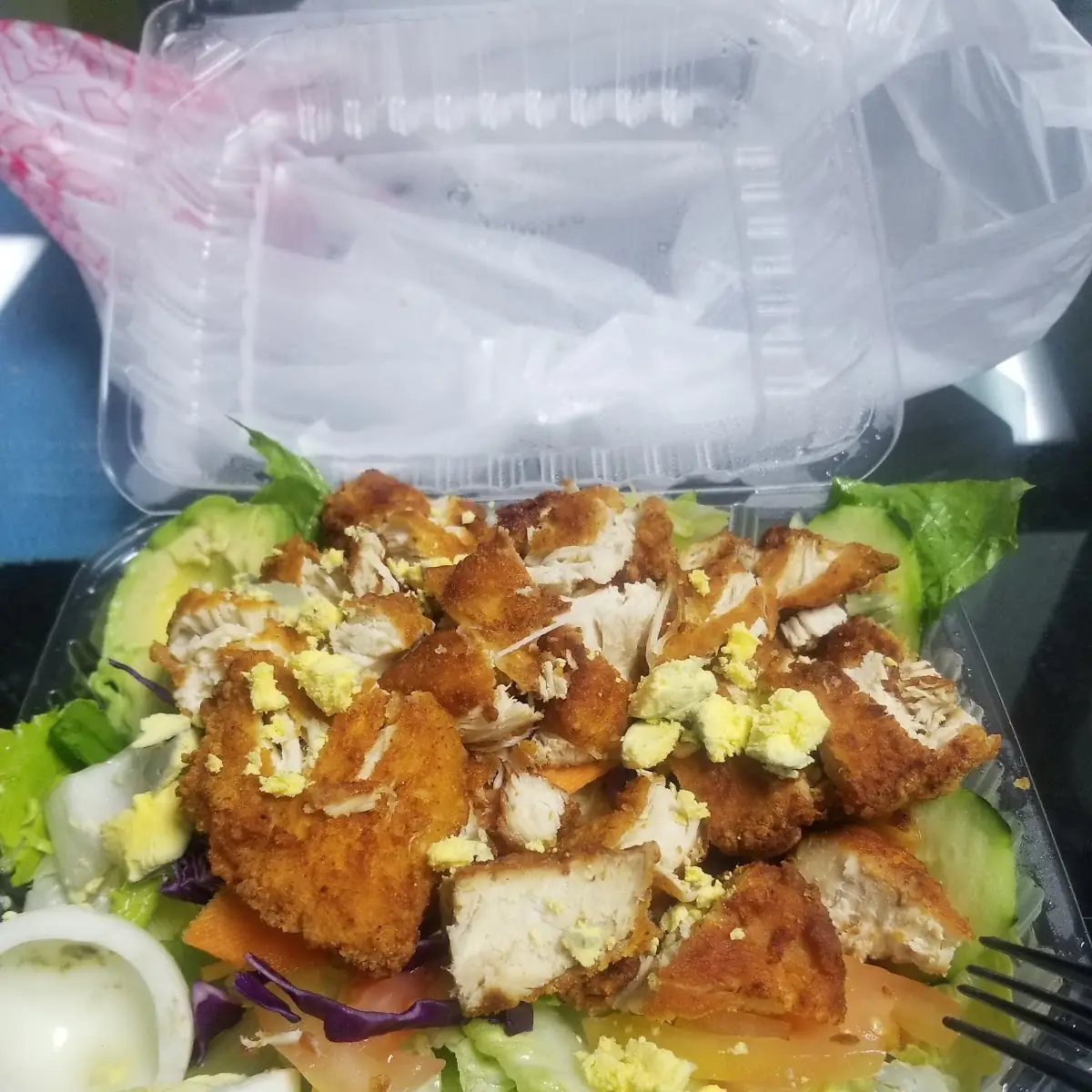 Crispy Chicken Avocado Salad