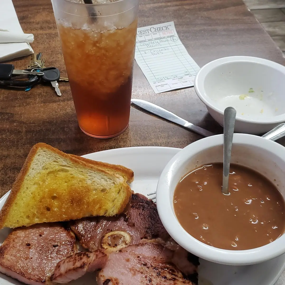 Country Ham with Beans and a Dinner Salad