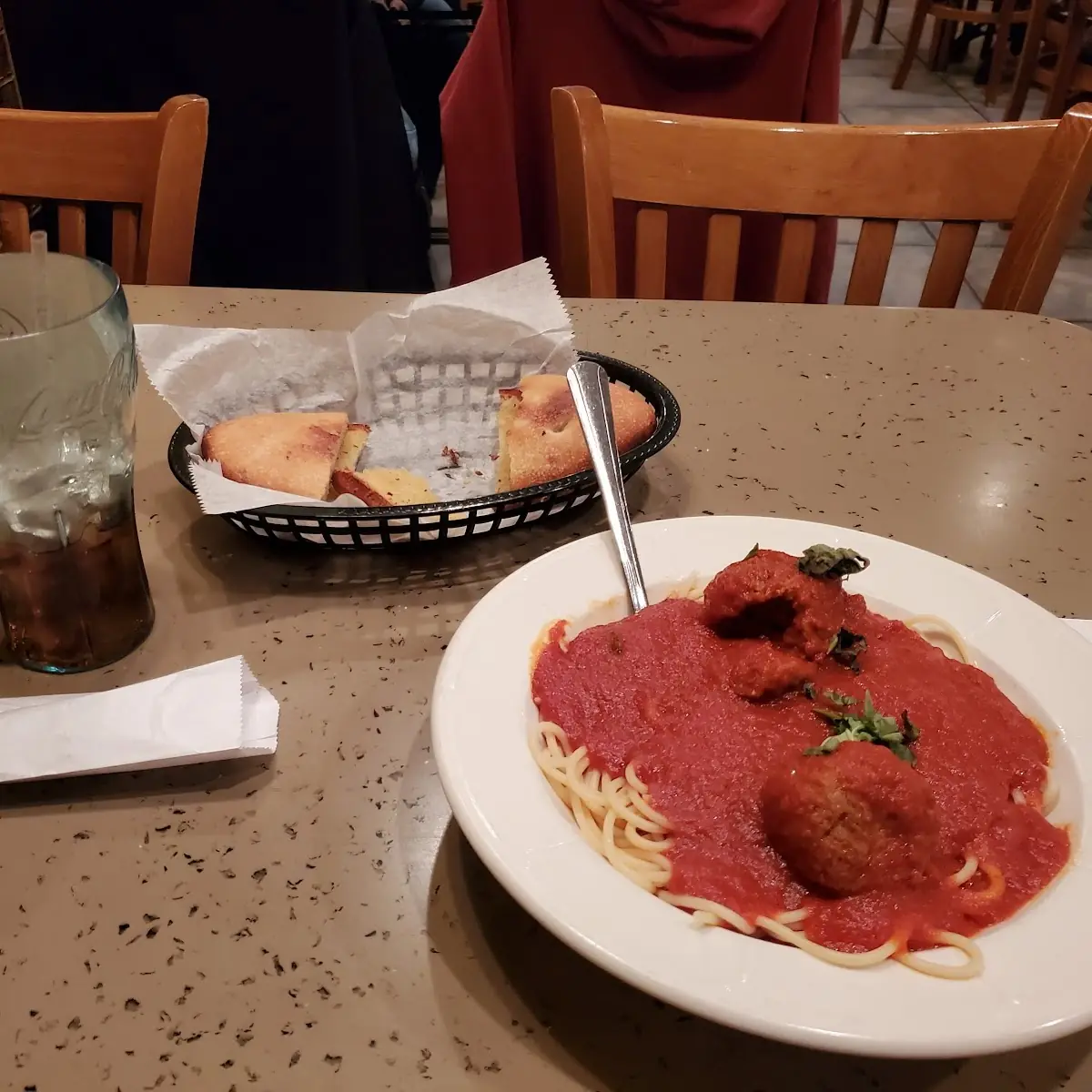 Spaghetti & Meatballs Tossed Salad & Small Drink Special