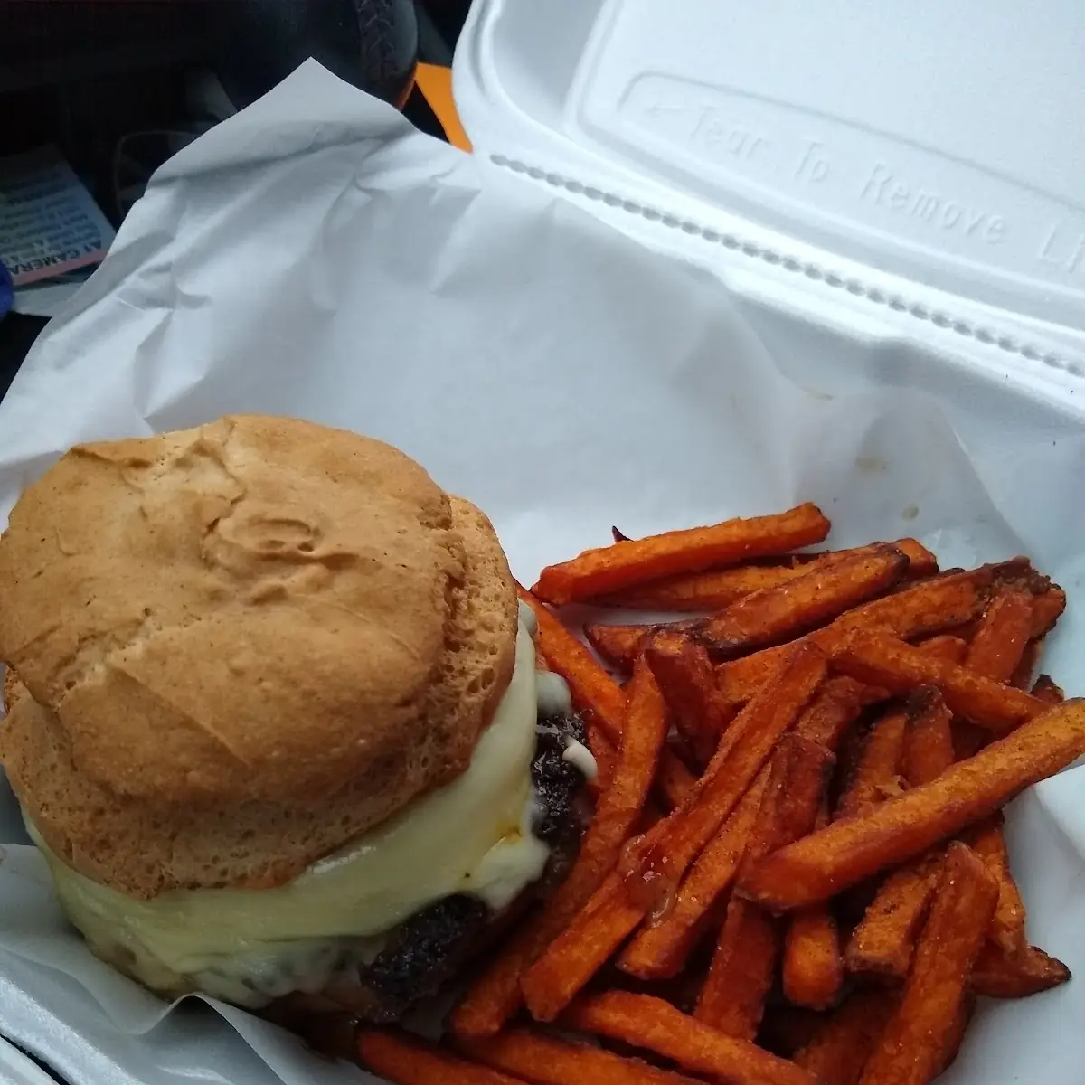 Hawaiian Burger with Sweet Potato Fries
