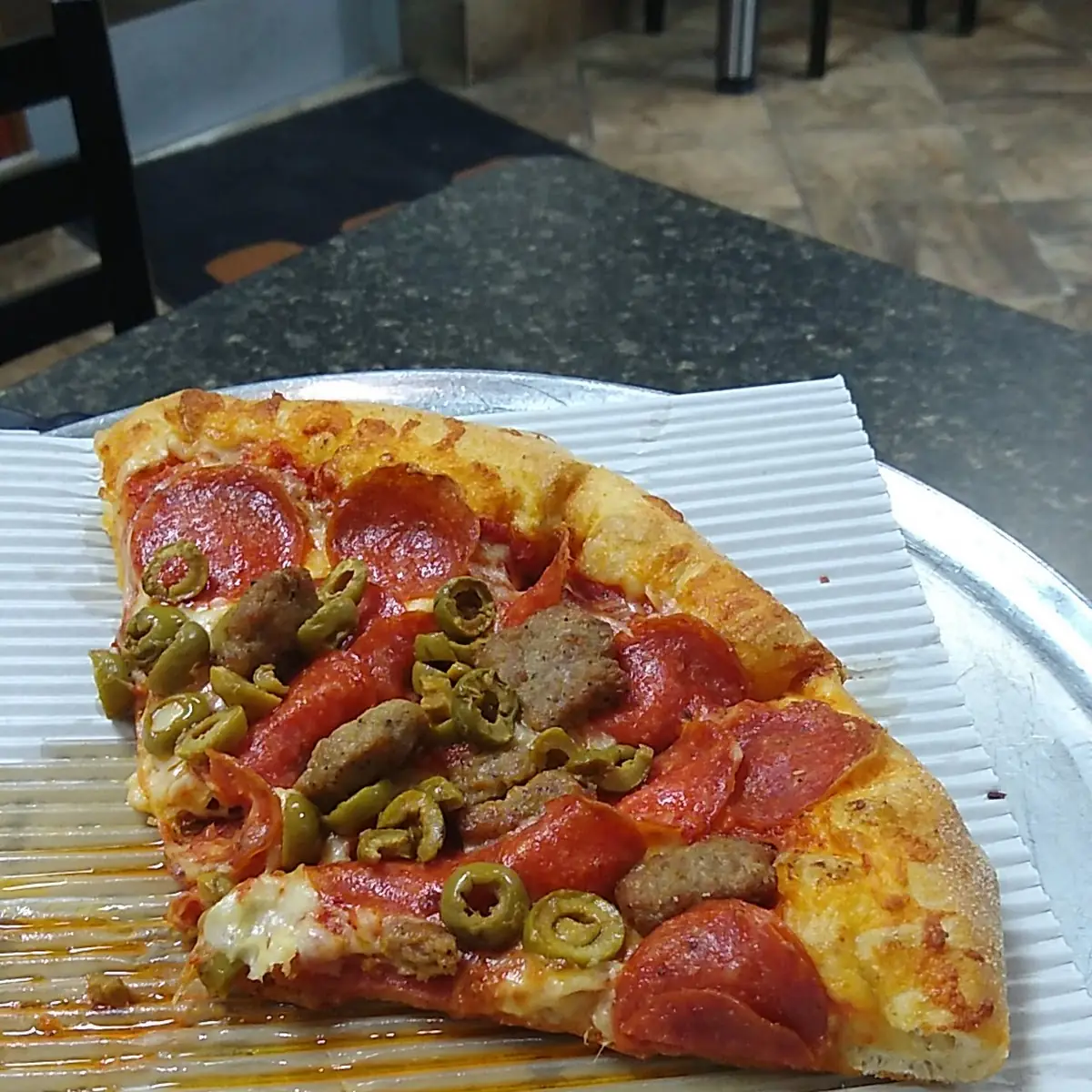 Pepperoni Sausage with Green Olive Pizza