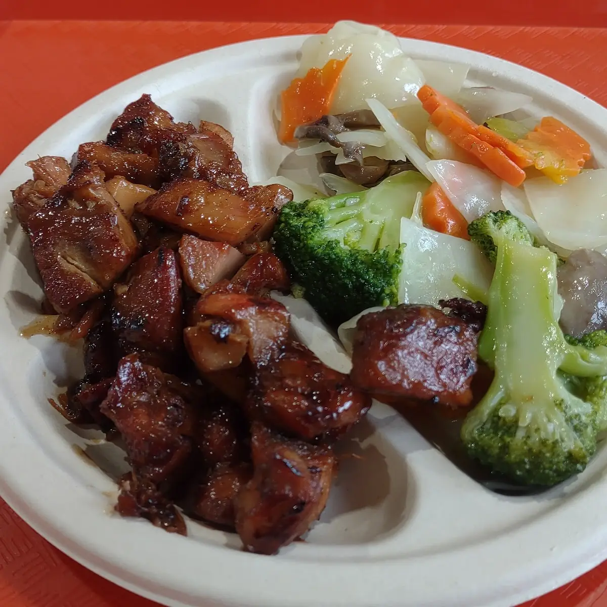 Vegetable Delight and Bourbon Chicken