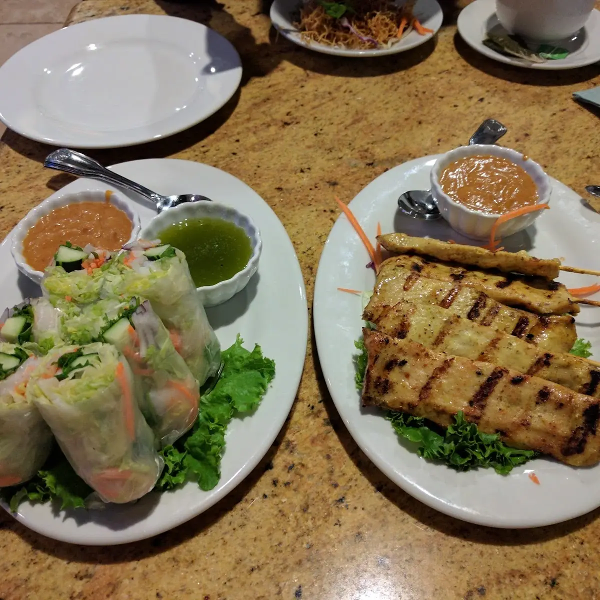 Spring Rolls and Chicken Satay