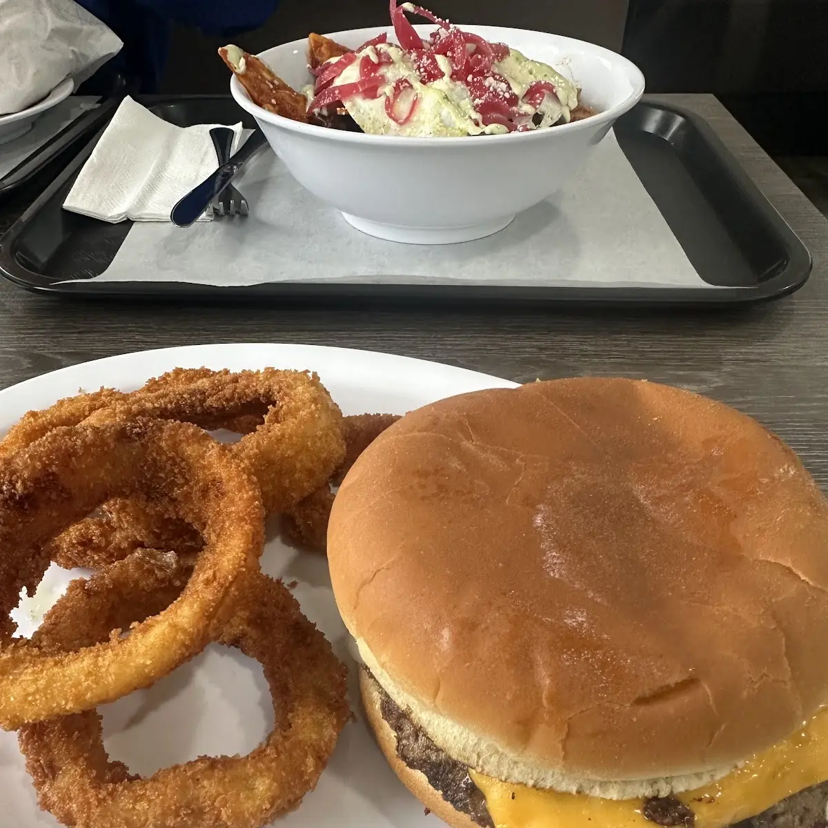 Double Cheeseburger with Crispy Onion Rings