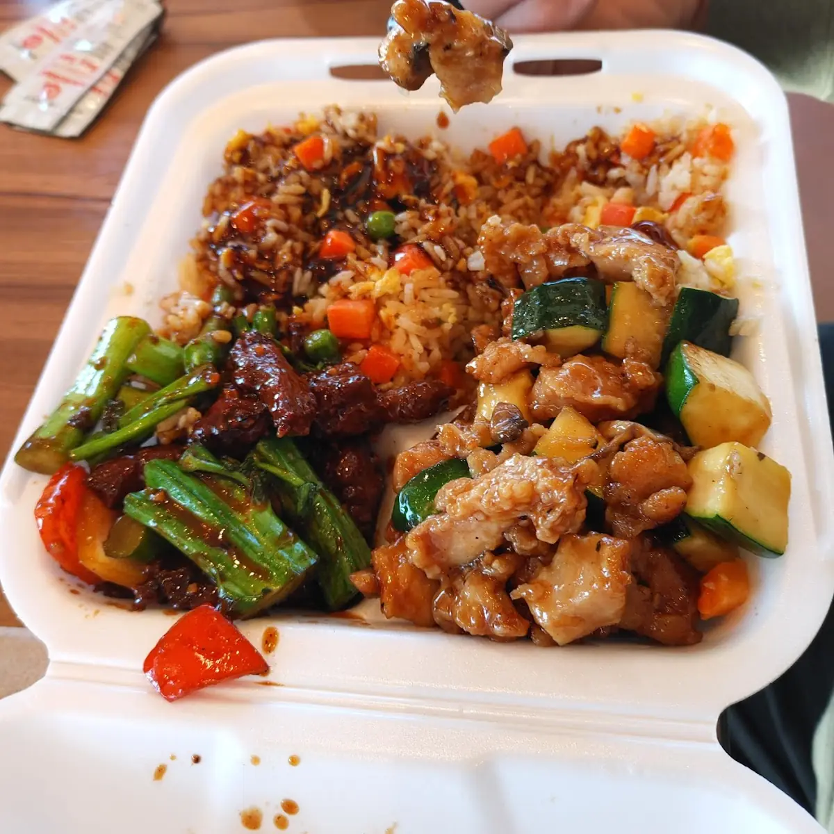 Beijing Beef Fried Rice Chow Mein Veggies