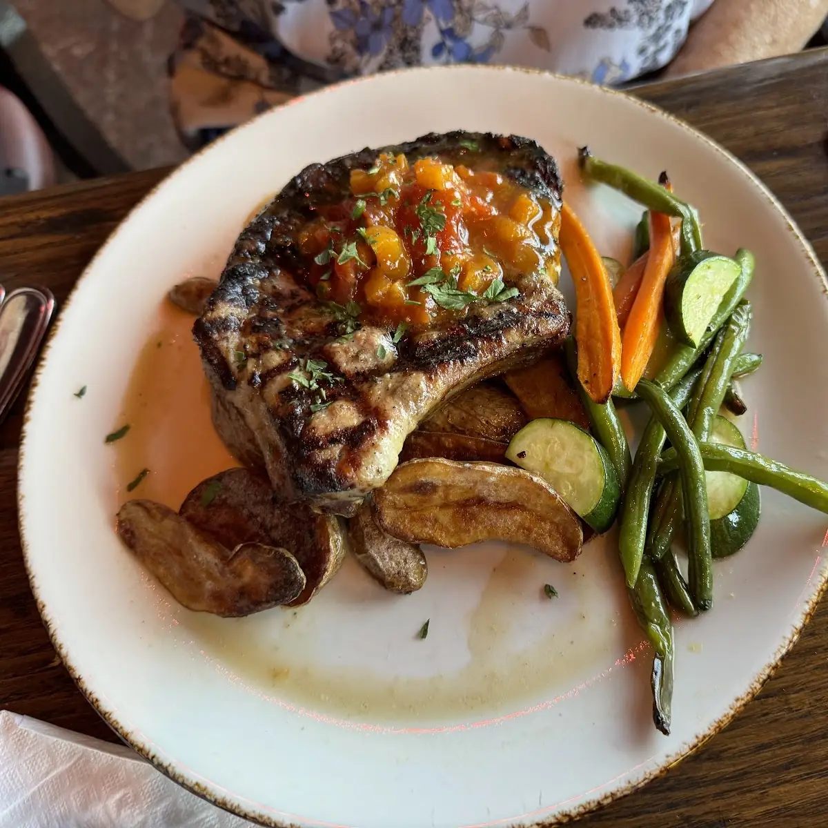 Grilled Pork Chop with Apricot Chutney