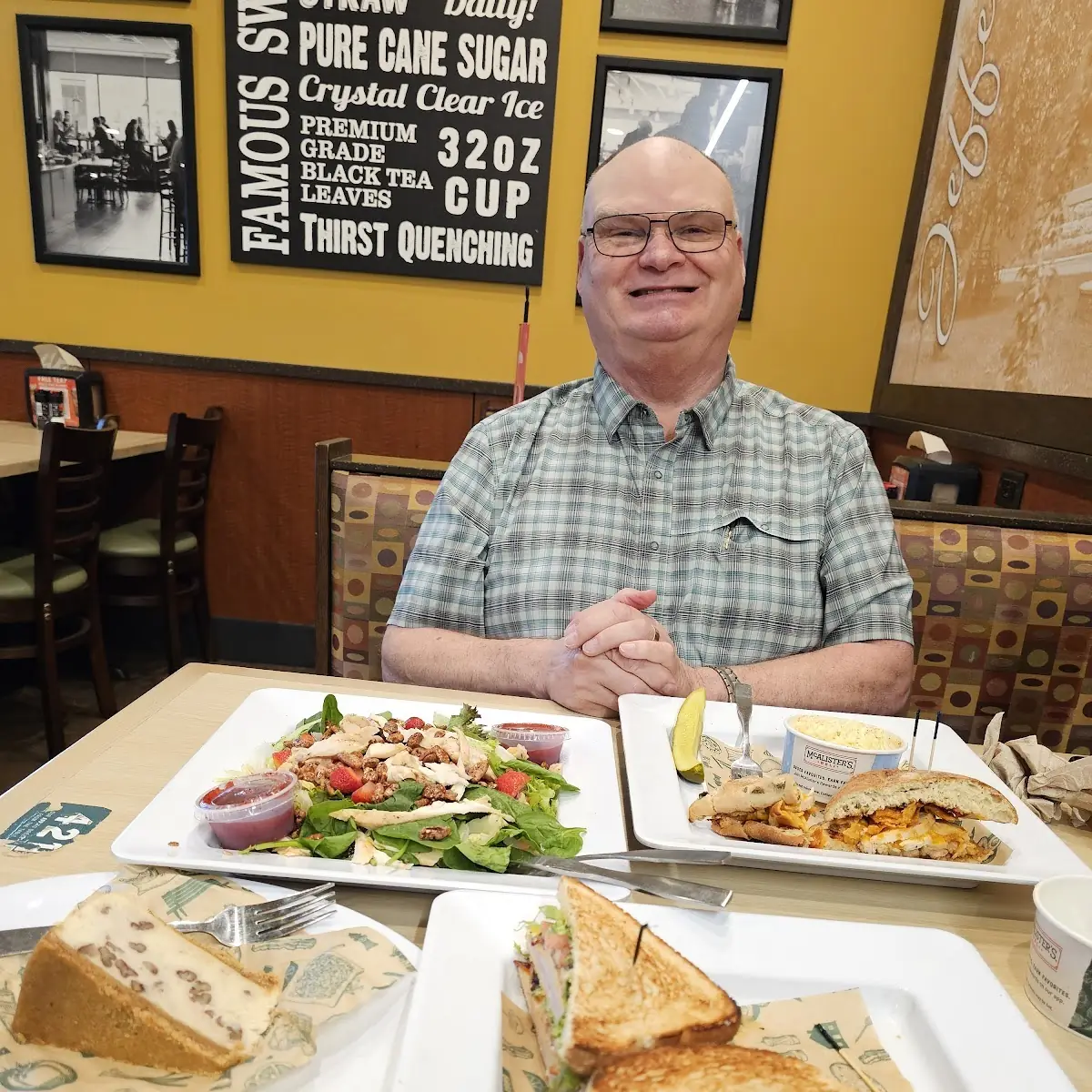 Spring Salad BBQ Chicken Spring Butter Pecan Cheesecake and King Club Sandwich