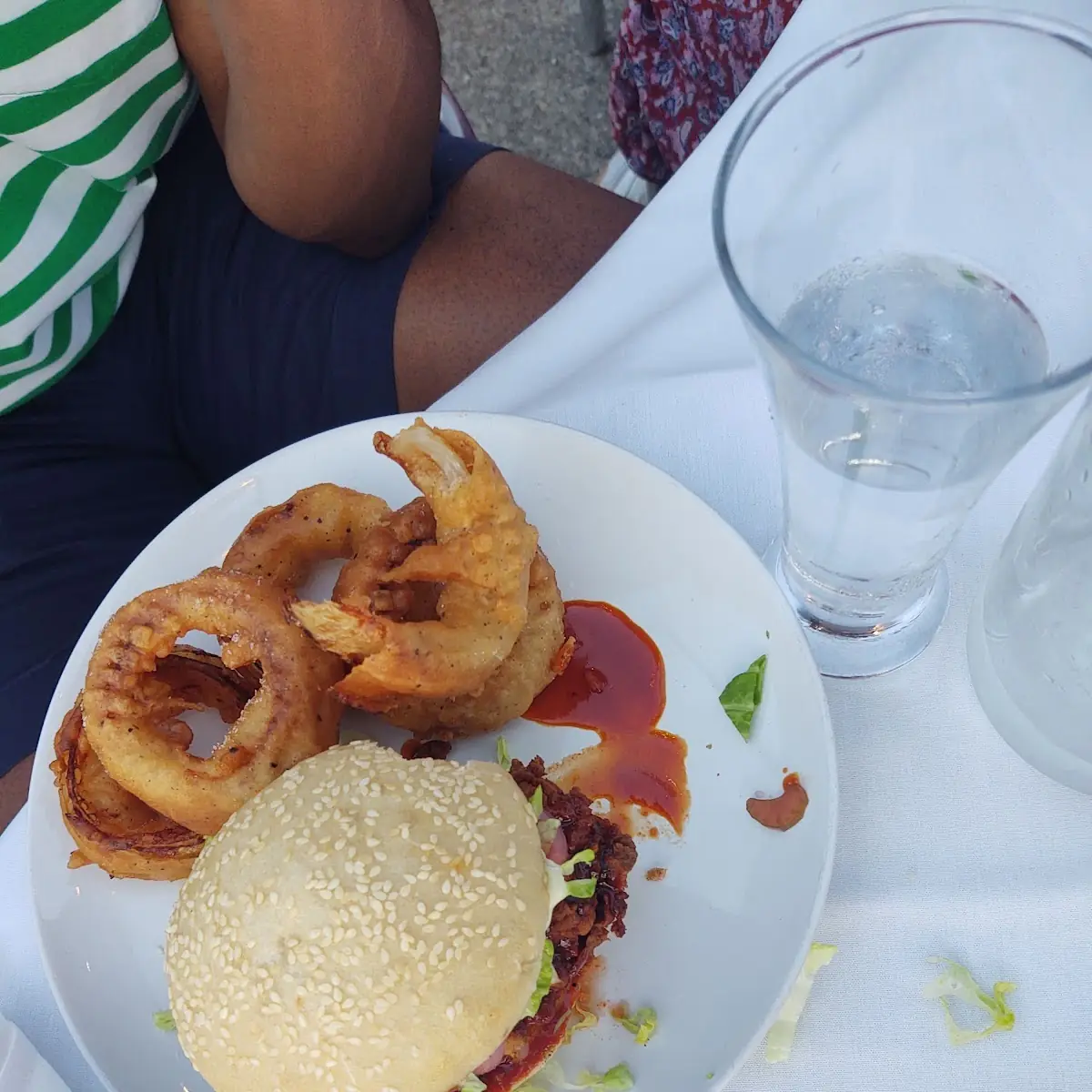 Double Bacon Cheeseburger with Onion Rings