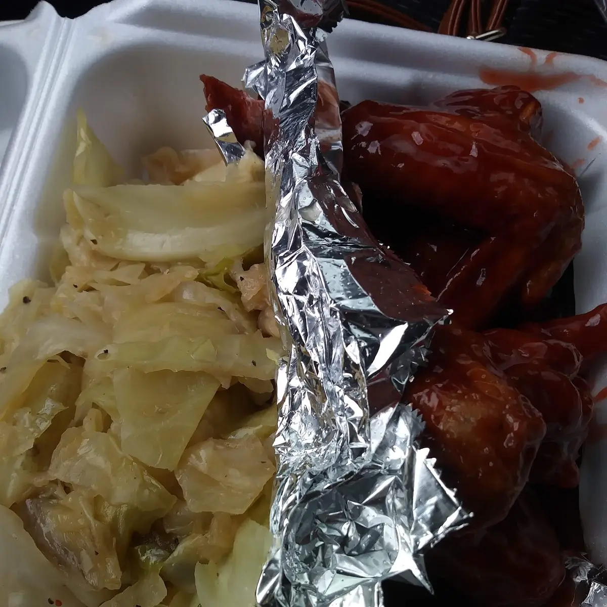 Cabbage and B-B-Q Chicken Wings